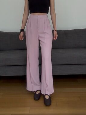 High-Waist Wide Leg Pink Trousers